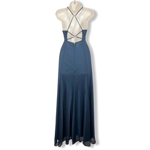 Azazie Navy full length bridesmaid dress - Picture 4 of 7